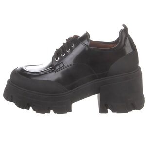 Ganni Derby leather lug sole loafers